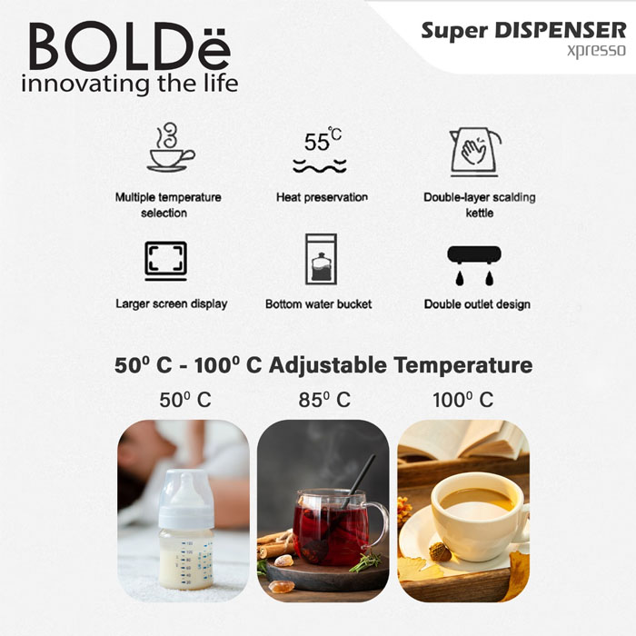 Bolde Smart Water Dispenser Super Dispenser Xpresso 8 L - Black